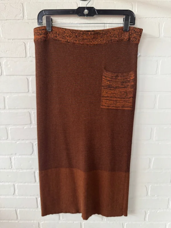 Skirt Midi By Simply Vera In Brown, Size: L