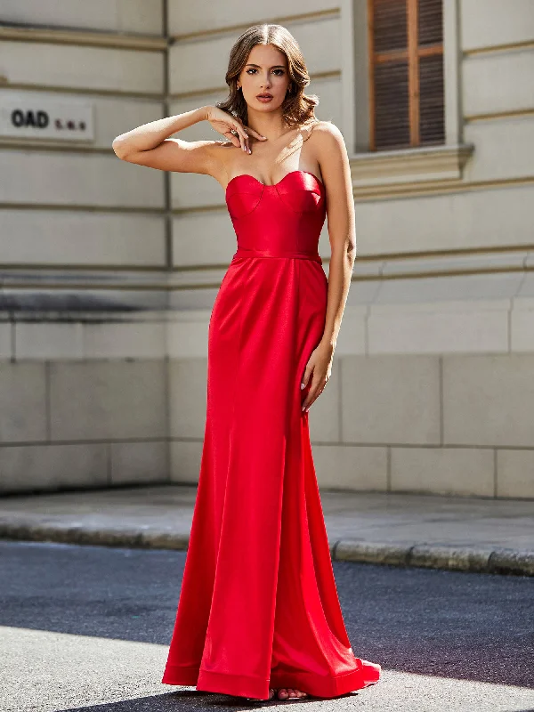 Affordable Women's Apparel Sophisticated Fashion Strapless Lace Up Back Sheath Gown Red Affordable Women's Apparel Sophisticated Fashion Strapless Lace Up Back Sheath Gown Red