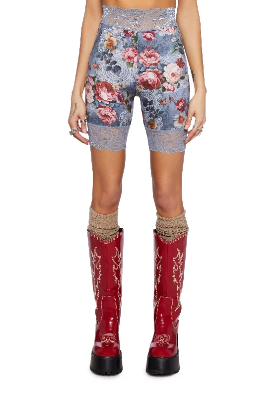 Women's Casual and Dressy Outfits Big Discounts Rumor Romance Biker Shorts - Floral