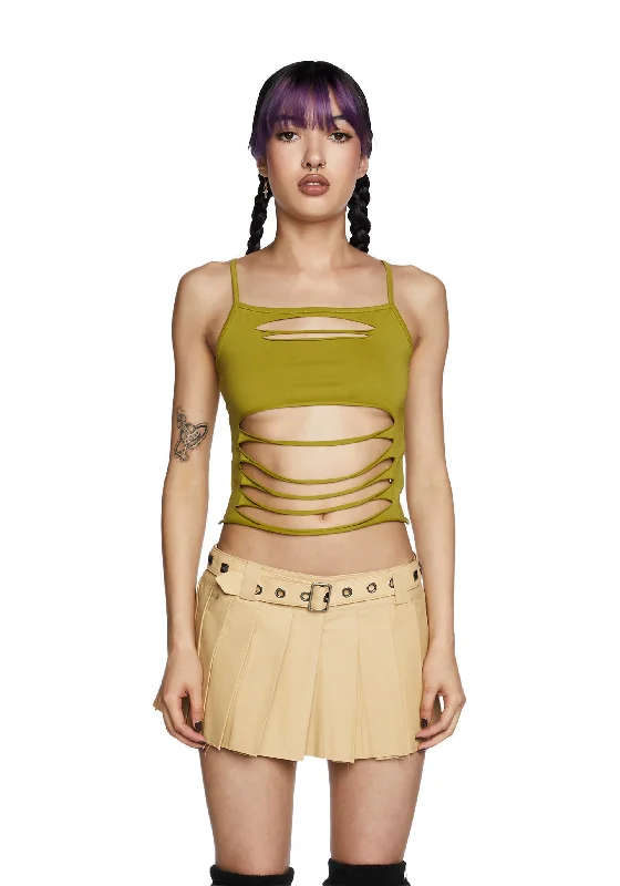 Sale Clothes Online Trendy Clothing Sale Never Conform Slashed Tank - Green