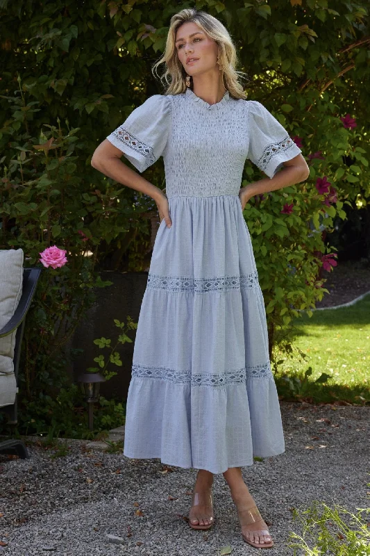 Women's Classic Outfit Style Redefined Loveland Geo Lace Maxi Dress | Light Blue