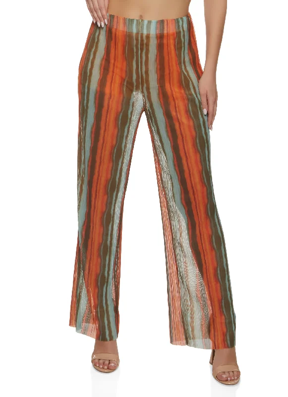 Early Bird Offer Fashion Sale Mesh Plisse Printed Wide Leg Pants