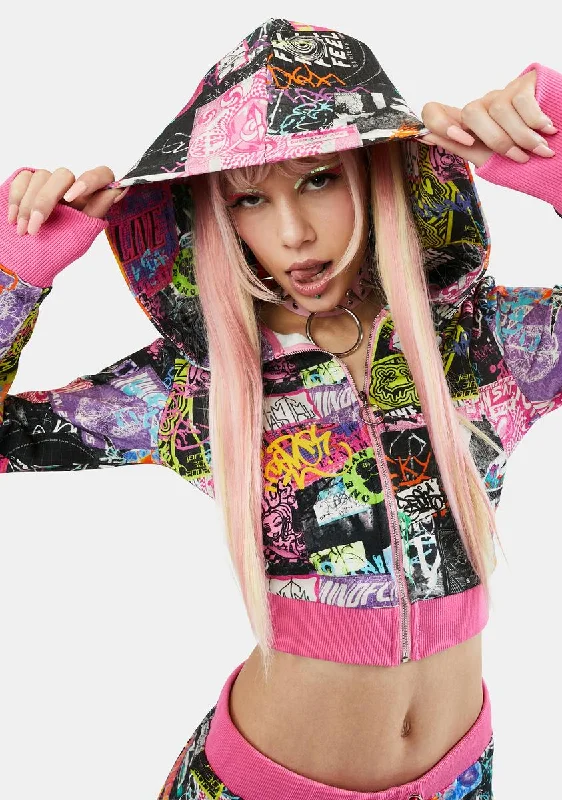 Women's Evening Attire Holiday Glam Paint The Town Zip-Up Hoodie