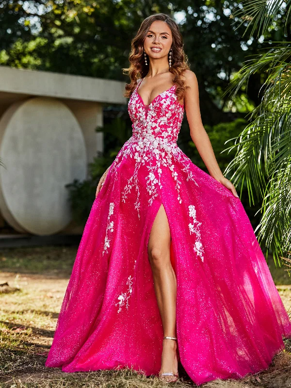 Women's Casual Wear Outfit Innovate Your Wardrobe Lace Applique High Slit Tulle Dress Fuchsia Women's Casual Wear Outfit Innovate Your Wardrobe Lace Applique High Slit Tulle Dress Fuchsia
