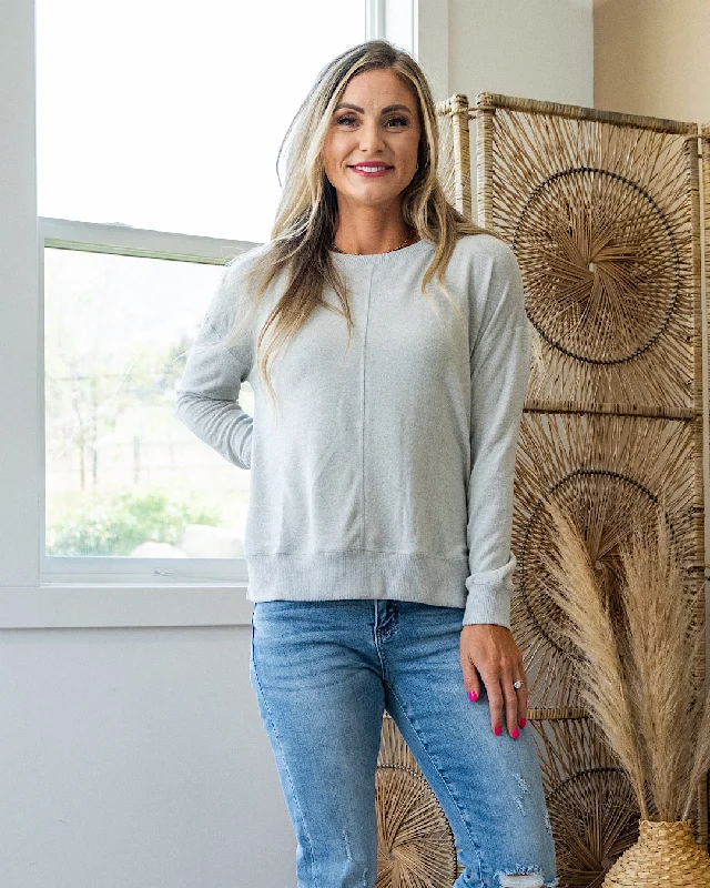 Women's Plus-Size Attire Chic Styles NEW! Shaylee Brushed Side Slit Sweater - Heather Gray Women's Plus-Size Attire Chic Styles NEW! Shaylee Brushed Side Slit Sweater - Heather Gray