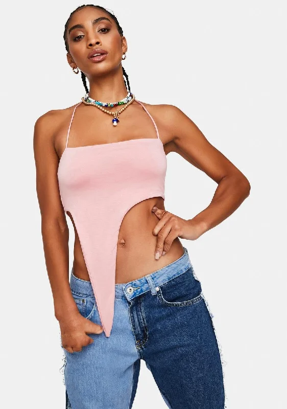 Modern Women's Apparel Relaxed Fashion Rose No Competition Asymmetrical Halter Top