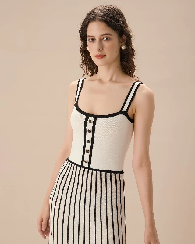 Clothes For Sale All Season Basics Discount White Striped Slip Sweater Dress