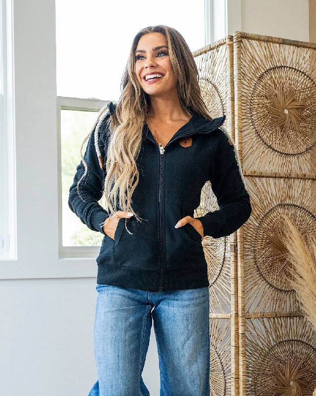 Vintage-Inspired Women's Apparel Fashion Essentials NEW! Wanakome Hera Full Zip Hoodie - Black Vintage-Inspired Women's Apparel Fashion Essentials NEW! Wanakome Hera Full Zip Hoodie - Black