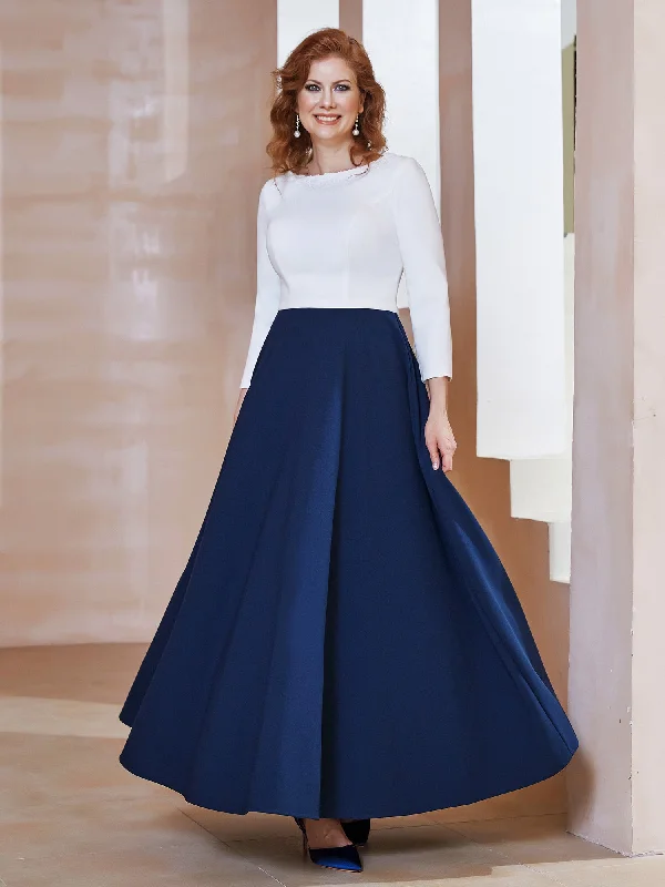 Everyday Wear Romantic Date - Night Ensemble Elegant Scoop Neckline Tea-Length Dress Dark Navy Everyday Wear Romantic Date - Night Ensemble Elegant Scoop Neckline Tea-Length Dress Dark Navy