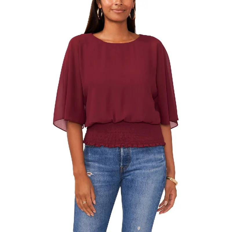 Chic Women's Outfit Trendy Attire For Her Womens Smocked Sheer Blouse