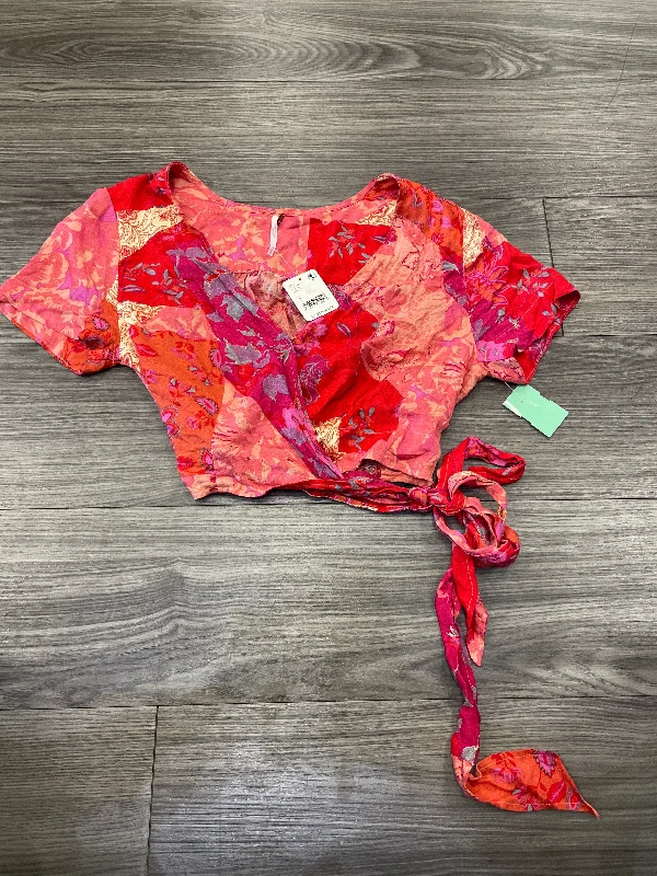 Top Short Sleeve By Free People In Orange & Pink, Size: S