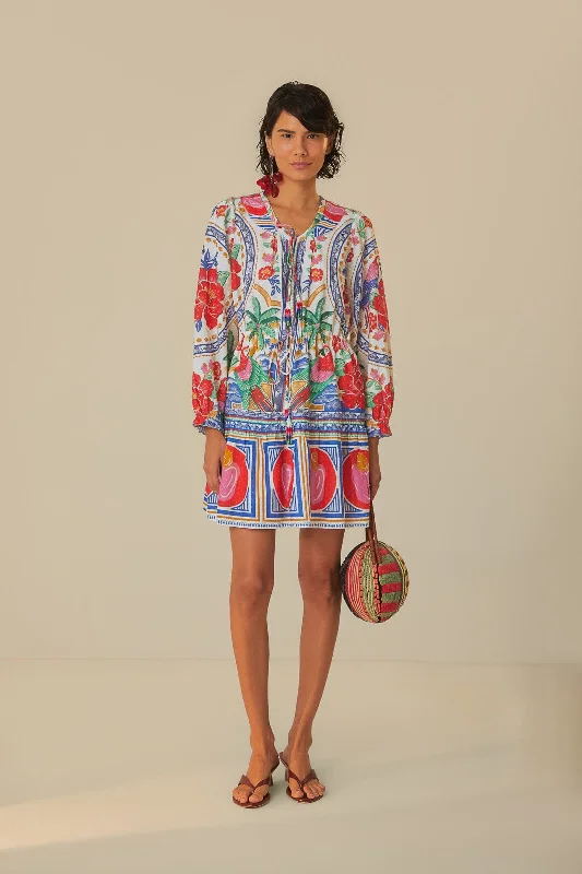 Women's Formal Wear Effortless Everyday Wear Off-White Flowers Beach Mini Dress