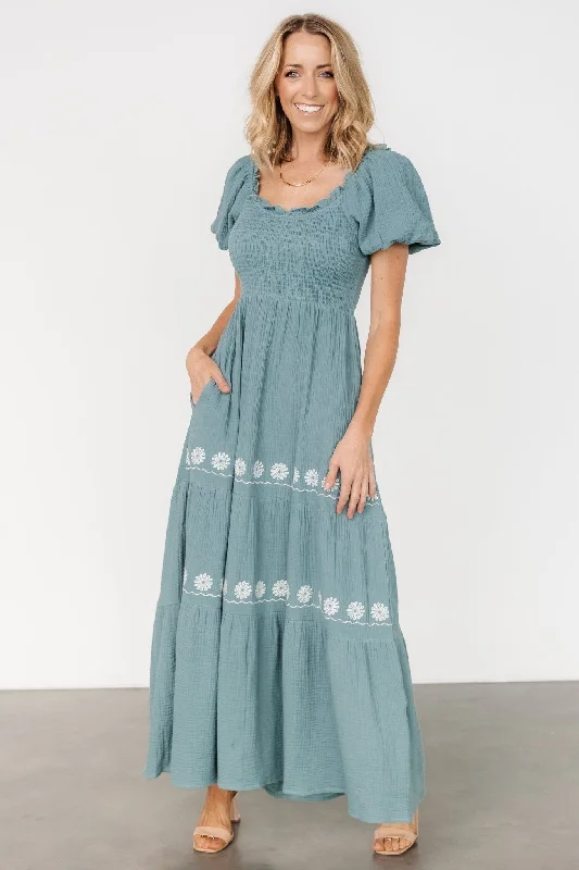 Women's Elegant Outfit Catch Every Fashion Trend Carrington Maxi Dress | Vintage Teal Women's Elegant Outfit Catch Every Fashion Trend Carrington Maxi Dress | Vintage Teal