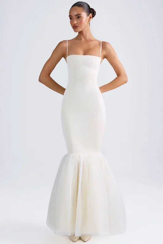 Clothes For Women Summer Fashion Tulle Hem Fishtail Gown in Ivory
