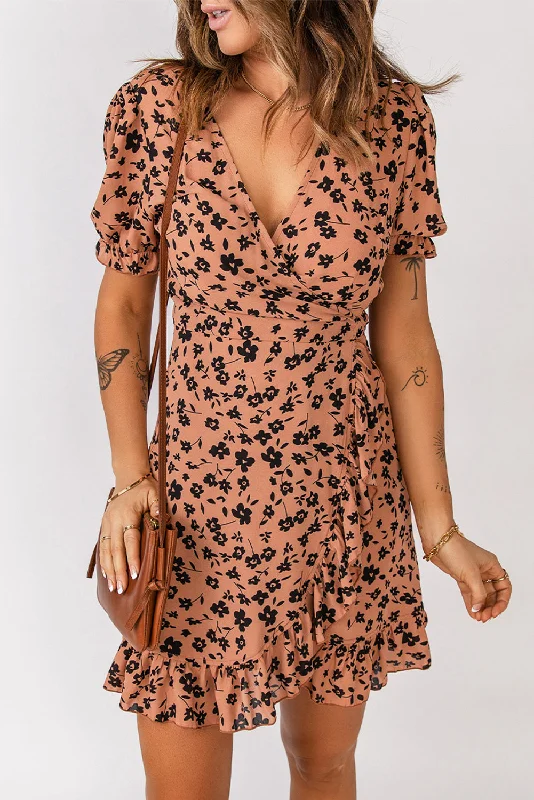 Women's Tailored Outfit Fashion Forward, Function First Floral Surplice Ruffle Hem Tie-Back Dress Women's Tailored Outfit Fashion Forward, Function First Floral Surplice Ruffle Hem Tie-Back Dress