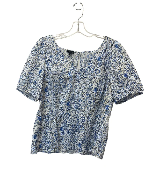 Top Short Sleeve By Talbots In Blue & White, Size: S