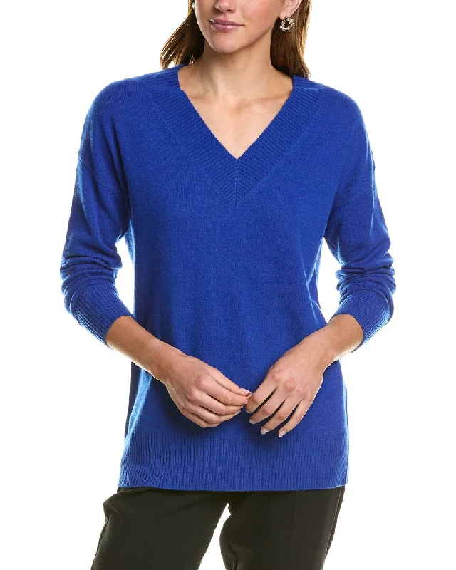 InCashmere V-Neck Cashmere Tunic Sweater