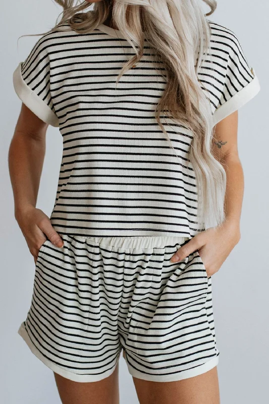 Hot Girl Striped Top and Shorts Lounge Set