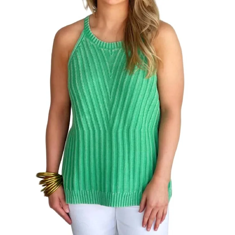 Halter Sweater Tank In Just Green