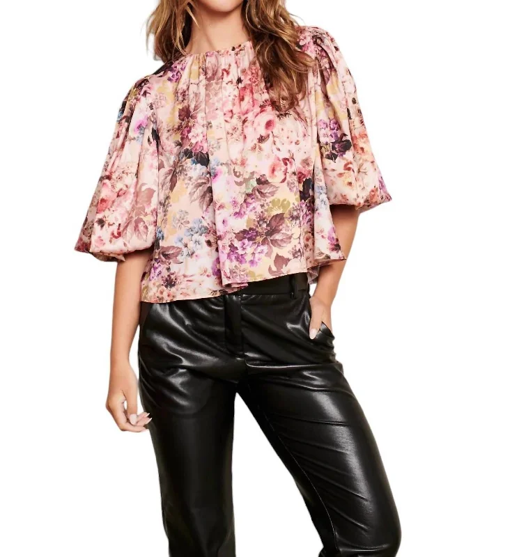 Women's Effortless Casual Outfit Trend Leading Collection Minori Blouse Top In High Tea Floral Women's Effortless Casual Outfit Trend Leading Collection Minori Blouse Top In High Tea Floral