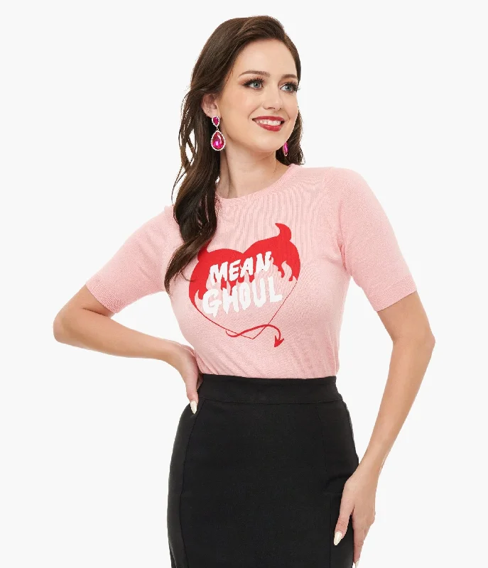 Flash Sale Clothing Eco Friendly Fashion Sale Mischief Made Pink Mean Ghoul Short Sleeve Sweater Flash Sale Clothing Eco Friendly Fashion Sale Mischief Made Pink Mean Ghoul Short Sleeve Sweater