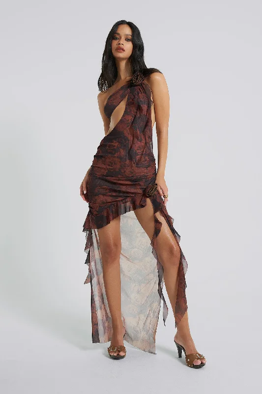 Seasonal Trends Casual Elegance Athena One Shoulder Draped Maxi Dress