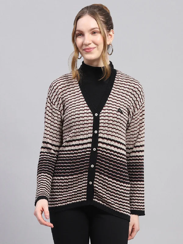 Chic Women's Outfit Ideas Trendy New Clothes Women Black Self Design V Neck Full Sleeve Cardigan Chic Women's Outfit Ideas Trendy New Clothes Women Black Self Design V Neck Full Sleeve Cardigan