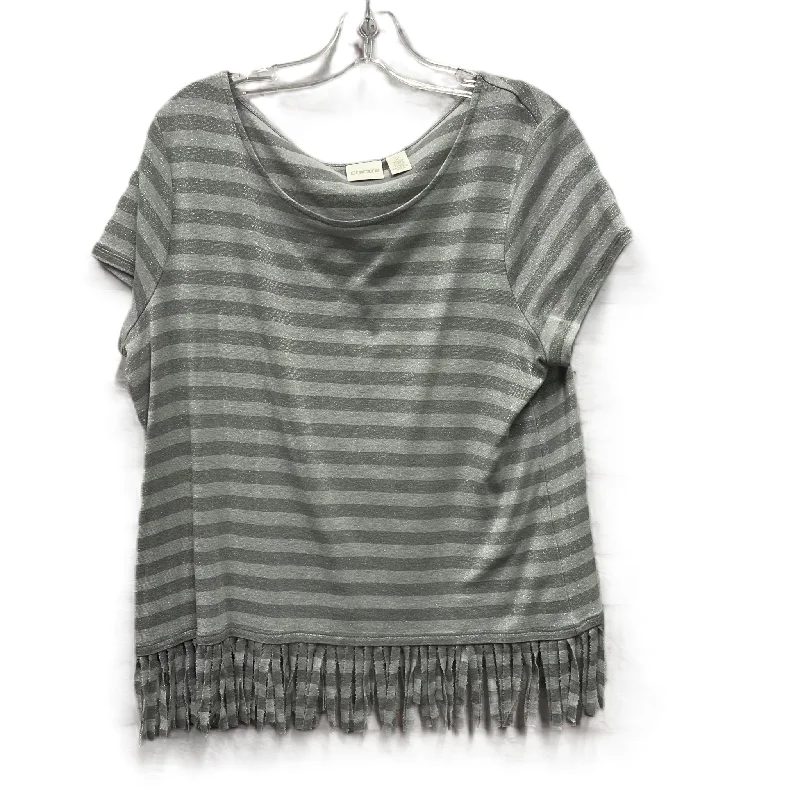 Top Short Sleeve By Chicos In Grey, Size: L