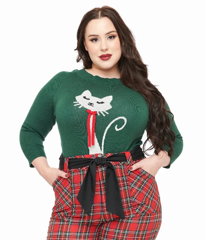 Clothing Sales Fast Fashion Favorites Unique Vintage Plus Size 1960s Forest Green & Cream Cat Lorelai Sweater Clothing Sales Fast Fashion Favorites Unique Vintage Plus Size 1960s Forest Green & Cream Cat Lorelai Sweater