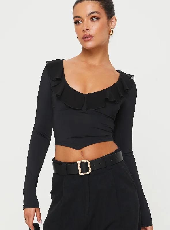 Women's Trendy Garments Exclusive Sale Cattrall Long Sleeve Top Black