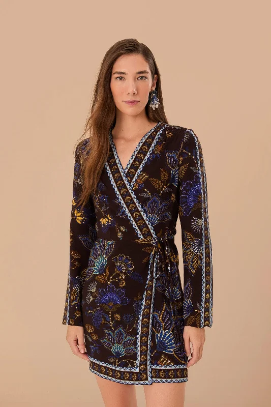 Stylish Women's Clothes for Work and Play Flash Sales Brown Embroidered Garden LENZING™ ECOVERO™ Viscose Wrap Mini Dress Stylish Women's Clothes for Work and Play Flash Sales Brown Embroidered Garden LENZING™ ECOVERO™ Viscose Wrap Mini Dress