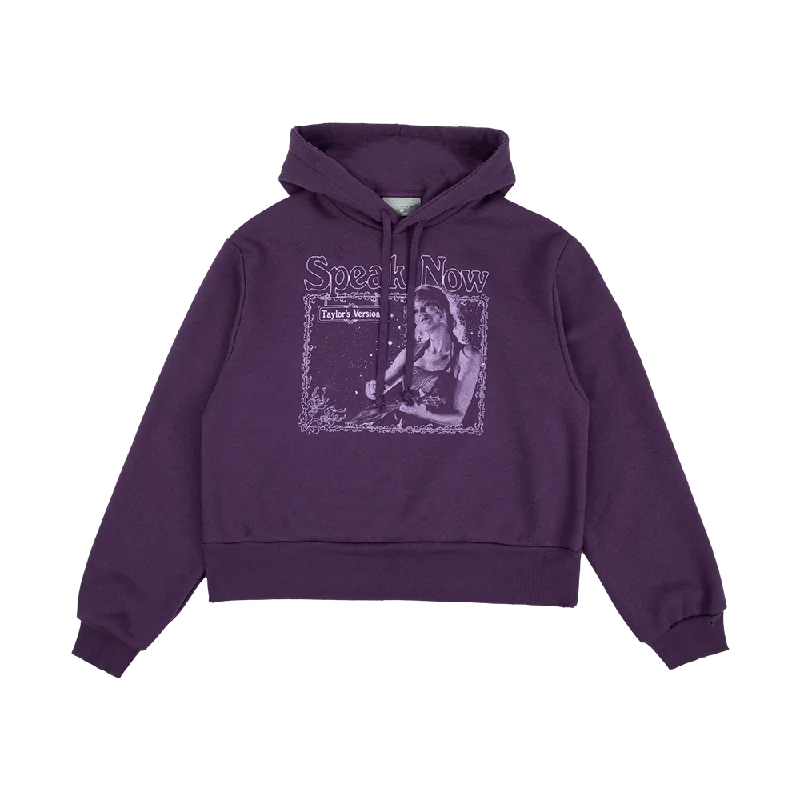 Women's Tailored Outfit Fashion Forward, Function First The Story Of Us Purple Crop Hoodie