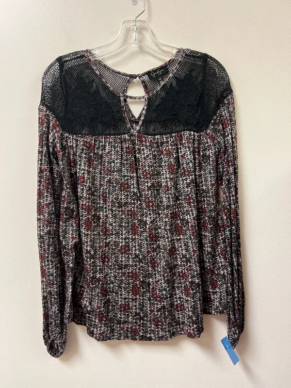 Top Long Sleeve By Jessica Simpson In Black & Red, Size: Xs