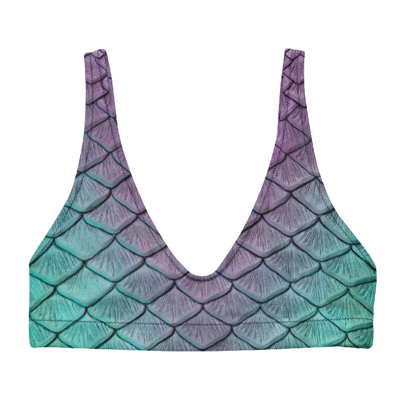 Chic Women's Attire Elegant Style Aqua Fairy Recycled Padded Bikini Top