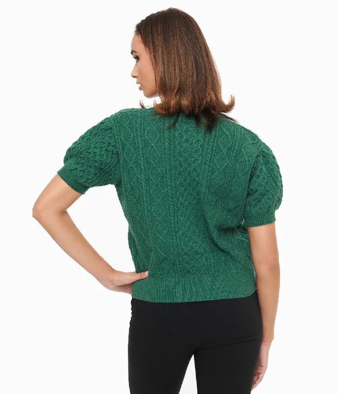 Sales For Clothes Vintage Inspired Fashion Sale Hunter Green Cable Knit Short Sleeve Sweater Sales For Clothes Vintage Inspired Fashion Sale Hunter Green Cable Knit Short Sleeve Sweater
