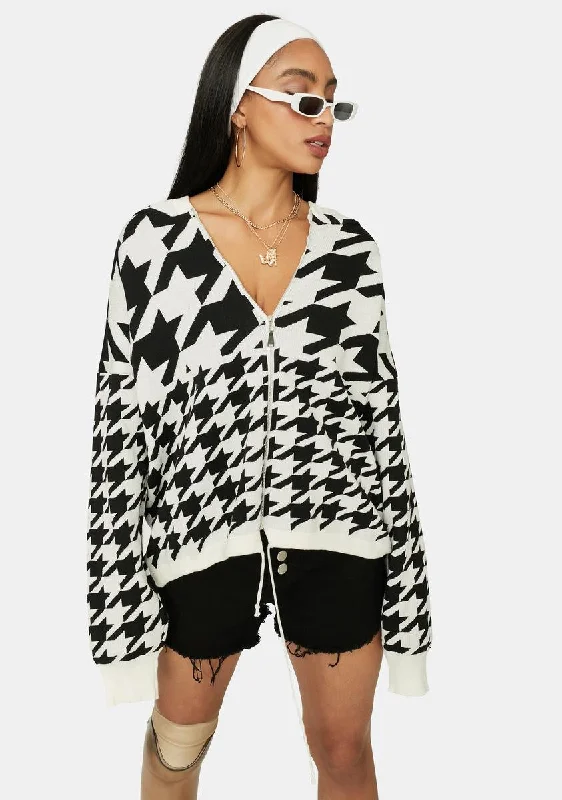 Women's Travel Outfit Set Durable Fashion Picks Bossy Vibes Houndstooth Zip Up Jacket Women's Travel Outfit Set Durable Fashion Picks Bossy Vibes Houndstooth Zip Up Jacket