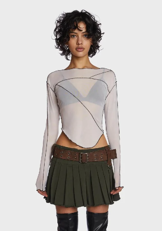 Women's Occasion Wear Apparel Street Style Fashion Filter Asymmetrical Mesh Long Sleeve Top Women's Occasion Wear Apparel Street Style Fashion Filter Asymmetrical Mesh Long Sleeve Top