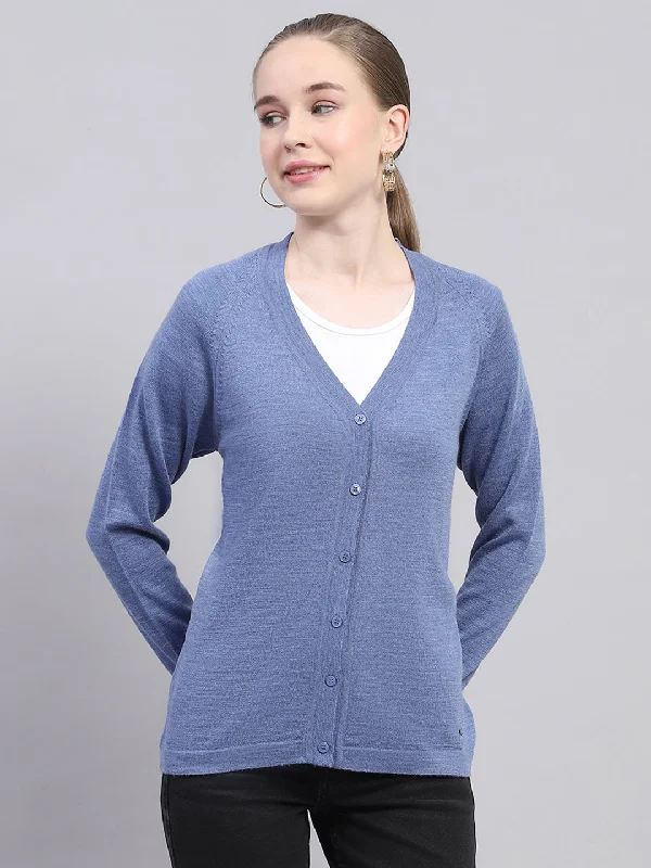 Clothing Sales Limited Time Flash Sale Women Blue Solid V Neck Full Sleeve Cardigan Clothing Sales Limited Time Flash Sale Women Blue Solid V Neck Full Sleeve Cardigan