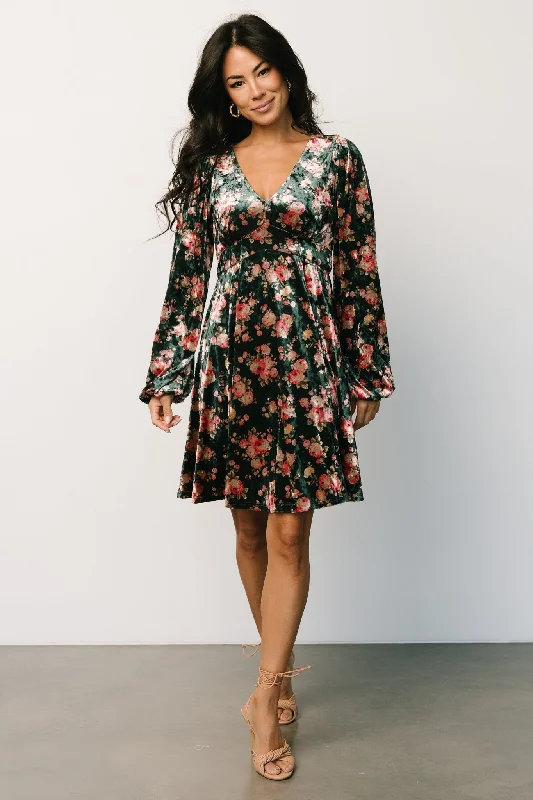 Flash Discount Spring Wardrobe Teri Velvet Short Dress | Forest Multi