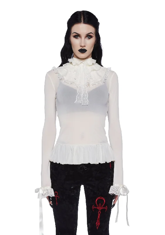 Women's Plus-Size Apparel Graceful Fashion Obsession Within Long Sleeve Top - White