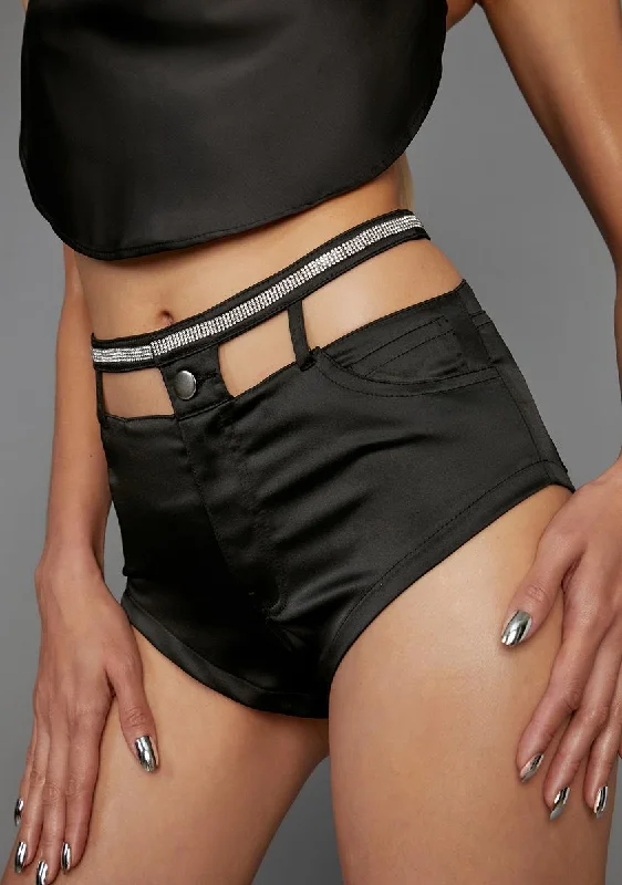Easygoing Women's Style Trendy Pulse Diamond Dancing Cutout Shorts