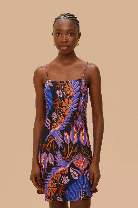 Hot Trends Romantic Detailing Heart Forest Black Sleveless Mini Dress