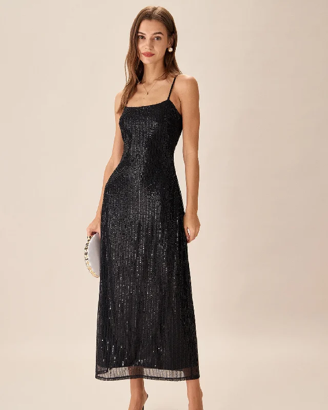 Casual Dresses for Women Trendy Street Style Attire Black Sequin Bodycon Slit Maxi Dress Casual Dresses for Women Trendy Street Style Attire Black Sequin Bodycon Slit Maxi Dress