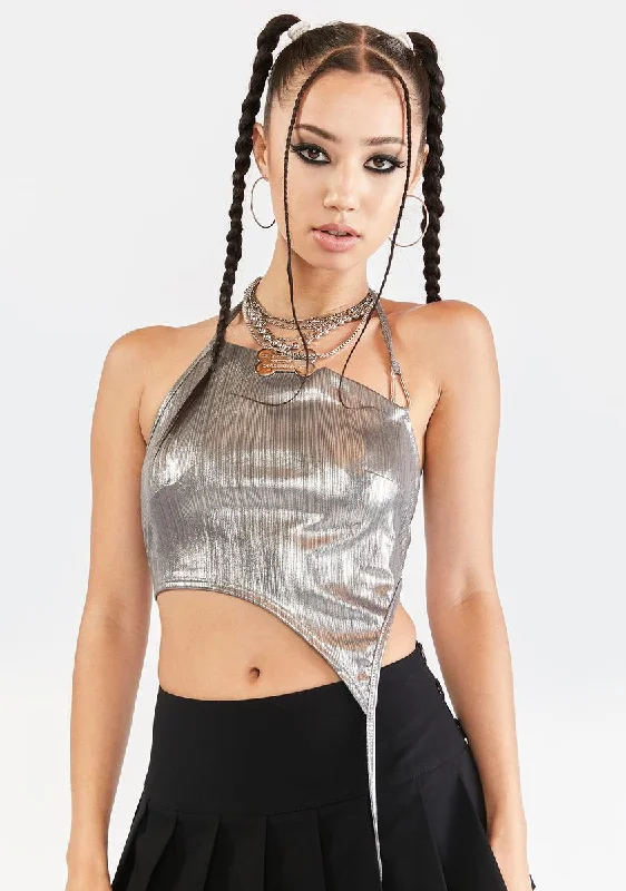 Women's Professional Apparel Luxe Women's Fashion 2000 Shine Halter Top