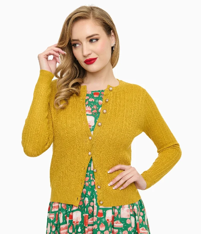 Relaxed Fit Women's Fashion The Latest Fashion Trends Voodoo Vixen 1950s Mustard Yellow Textured Cardigan Relaxed Fit Women's Fashion The Latest Fashion Trends Voodoo Vixen 1950s Mustard Yellow Textured Cardigan