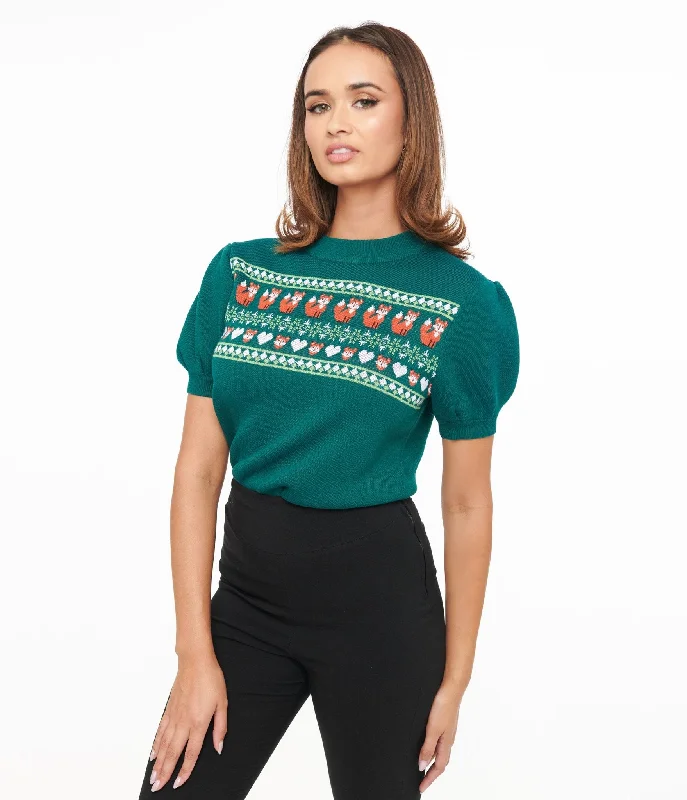 Sophisticated Women's Fashion Crazy Discounts, Hurry Up Unique Vintage Green Fox Fair Isle Paige Sweater Sophisticated Women's Fashion Crazy Discounts, Hurry Up Unique Vintage Green Fox Fair Isle Paige Sweater