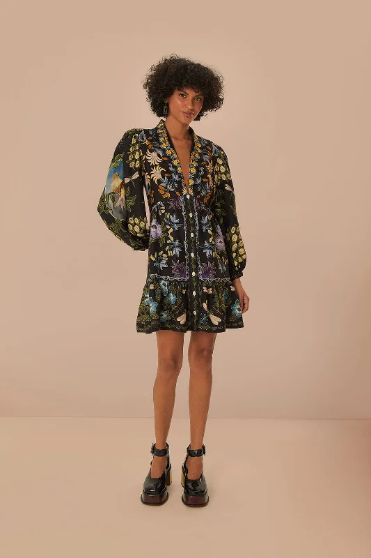 Discount Price Discount Extravaganza Black Winter Garden Mini Dress Long Sleeves