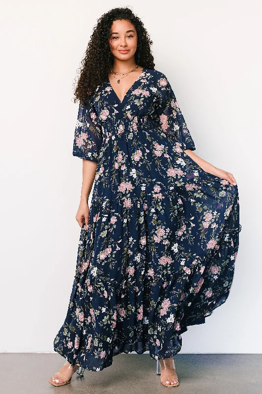 Clothing Woman Trend Alert Sawyer Tiered Maxi Dress | Navy + Pink