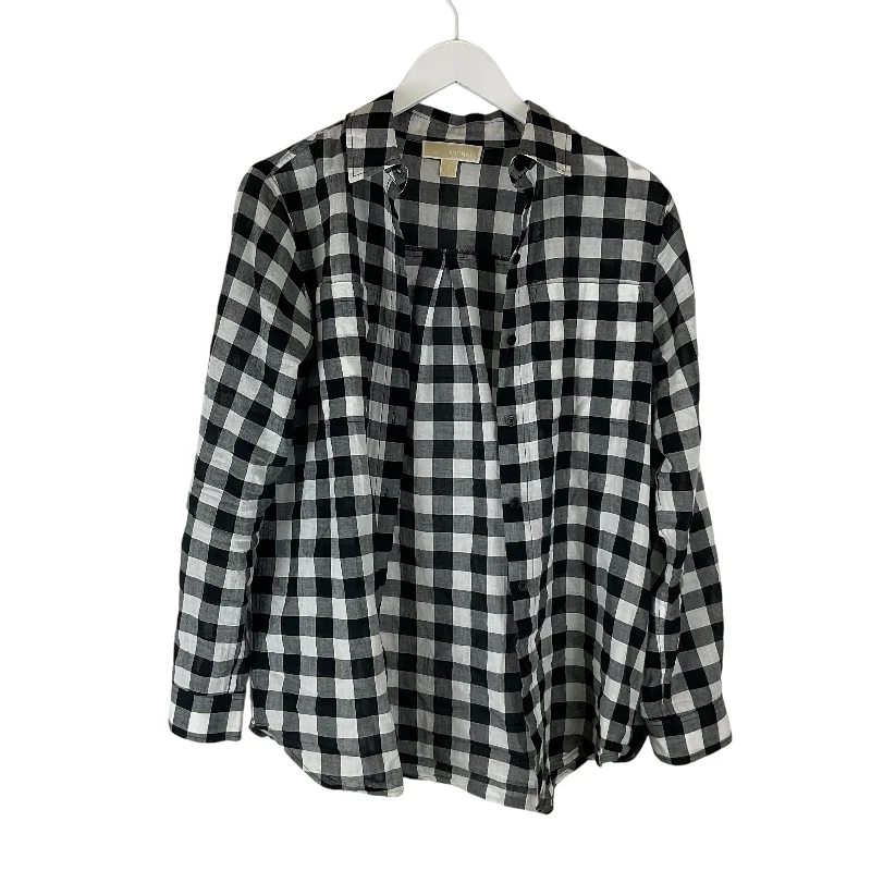 Top Long Sleeve By Michael By Michael Kors In Plaid Pattern, Size: S