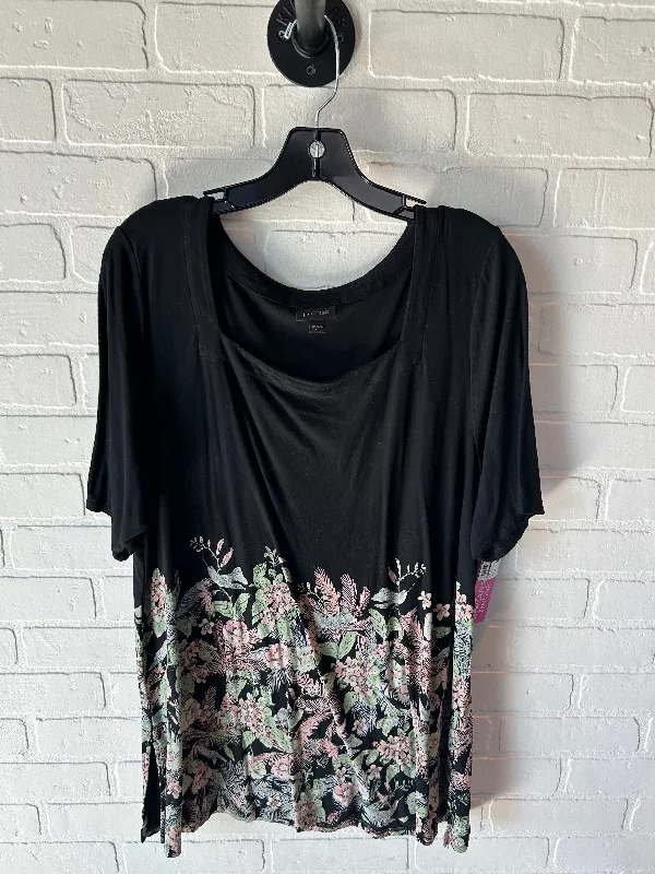 Top Short Sleeve By J. Jill In Black & Green, Size: Xl